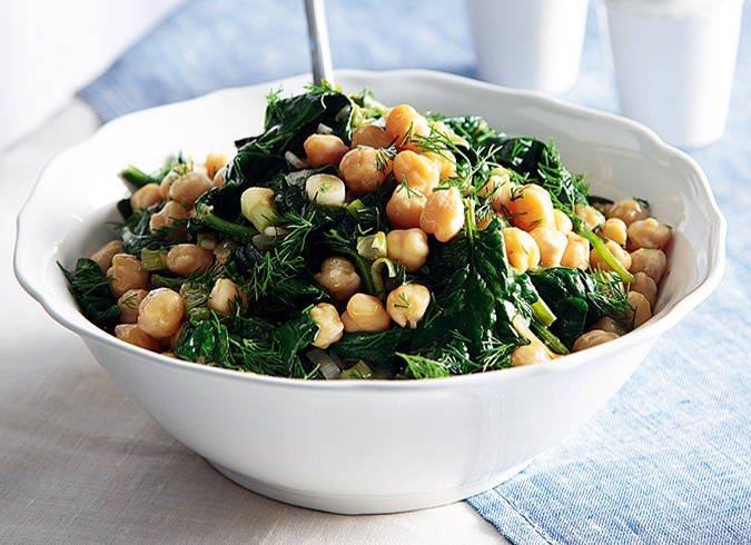 Chickpea spinach salad